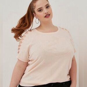 Torrid LoveSick Slashed Sleeve Tee - Cotton Washed Pink Size 5